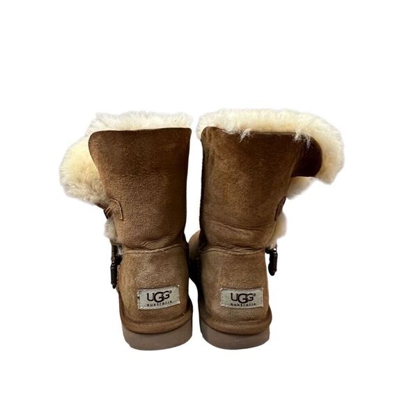 UGG 1005382 Azalea Charm Bailey Button Sheepskin Leather Shearling Boots sz 6 - Picture 10 of 13